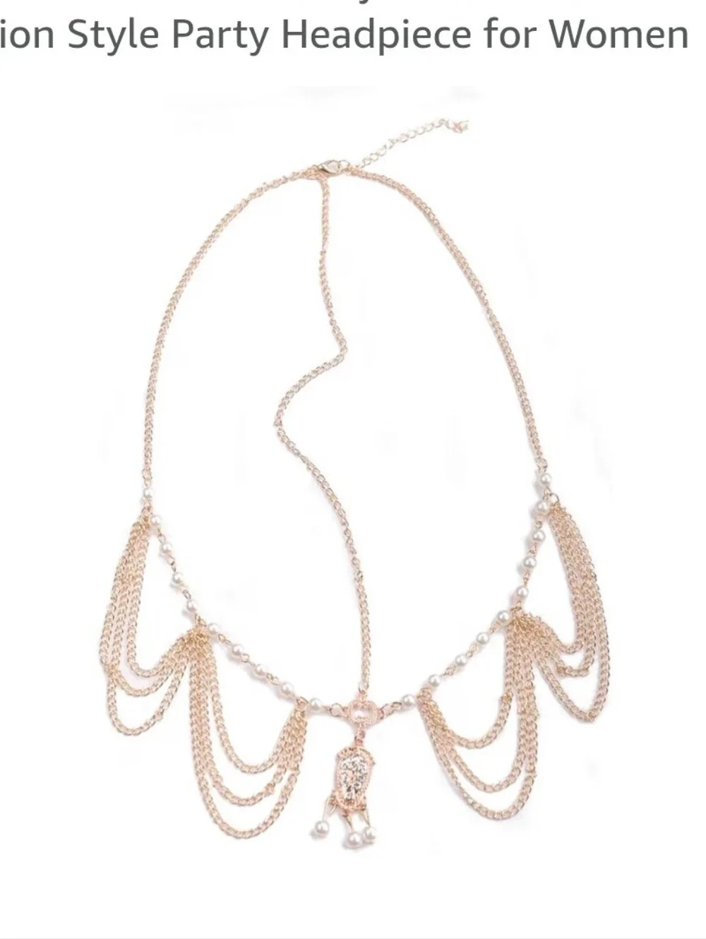 Gold-Tone Rhinestone Draped Head Chain Headpiece